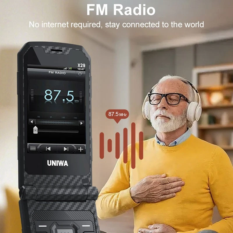 2.8" Double Screen 2G Dual SIM Rugged Style Flip Phone Keyboard Unlocked UNIWA - Image 4 of 4