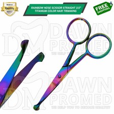 Safety Nose Mustache Scissor Straight 3.5" Rainbow for Hair Trimming German Gr