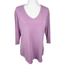 Seg'ments Shirt Women Extra Large Rose Pink V-Neck Quarter Sleeve Active Tee