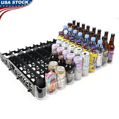 Fridge Drink Organizer Can Dispenser Pusher System Space Saver Accessory New