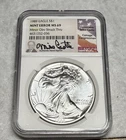 1989 Silver Eagle Obverse Struck Thru NGC Mint Error, MS 69