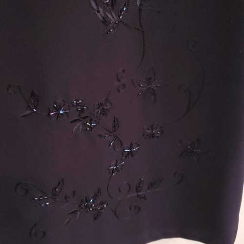 Talbots Dress Size 14 Navy Blue Short Sleeve Embroidered Beaded Sheath Dress - Picture 3 of 15