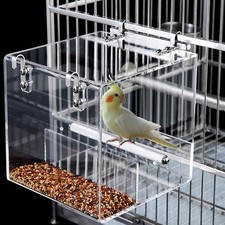 Automatic Acrylic Bird Feeder for Cage - No Mess - Parrots, Canary, Budgerigar,