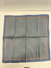 Vintage Handcraft Inc. Italian Silk Pocket Square Blue Geometric 19x18.5