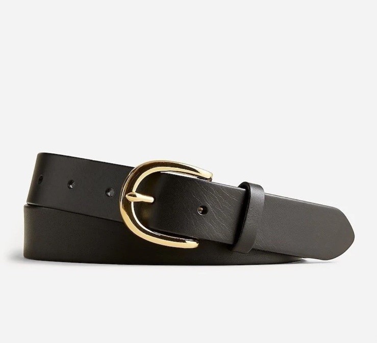 JCREW Classic belt in XL Italian leather Black Gold NWOT