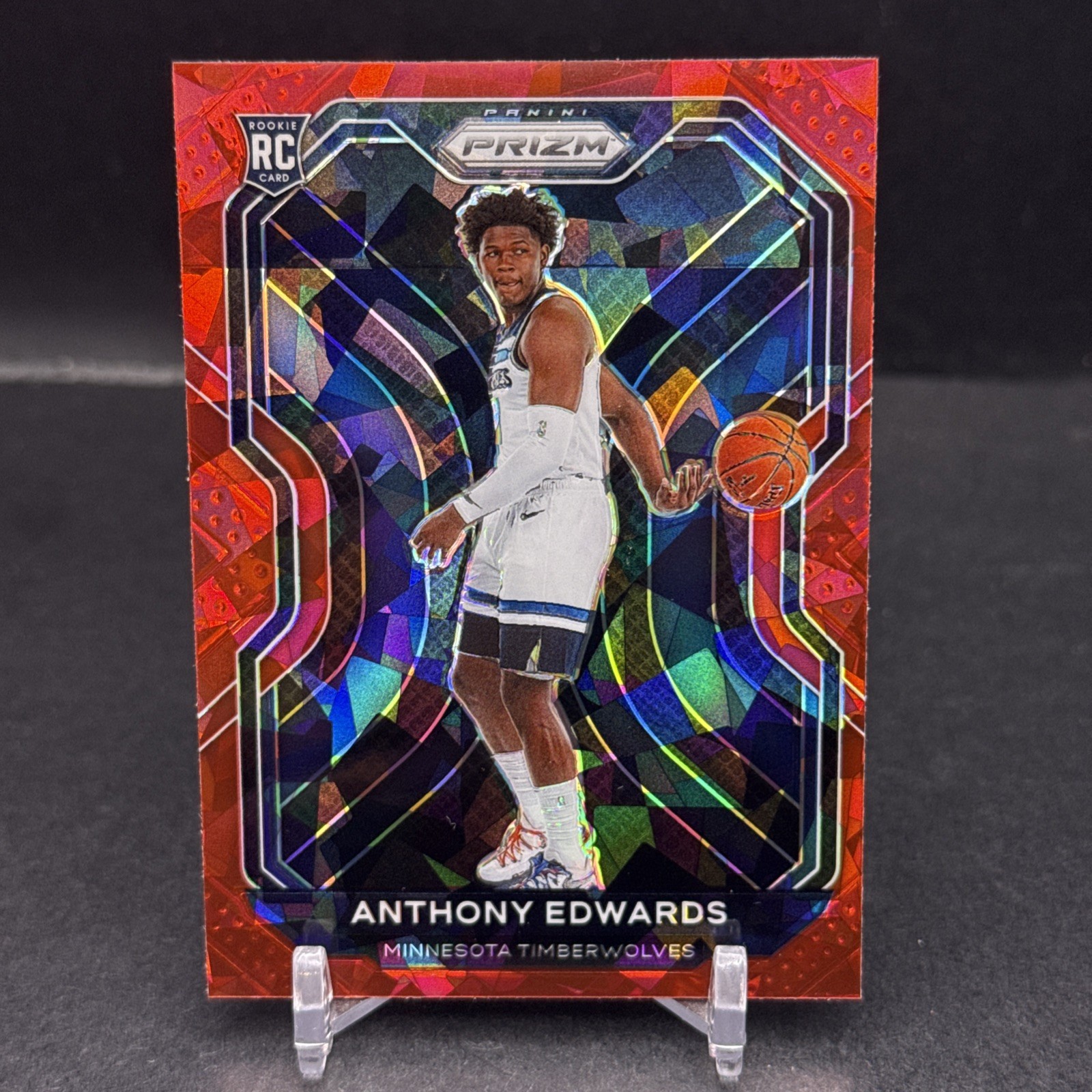 2020-21 Panini Prizm Anthony Edwards RC #258 Red Ice Prizm SP T-Wolves JL5