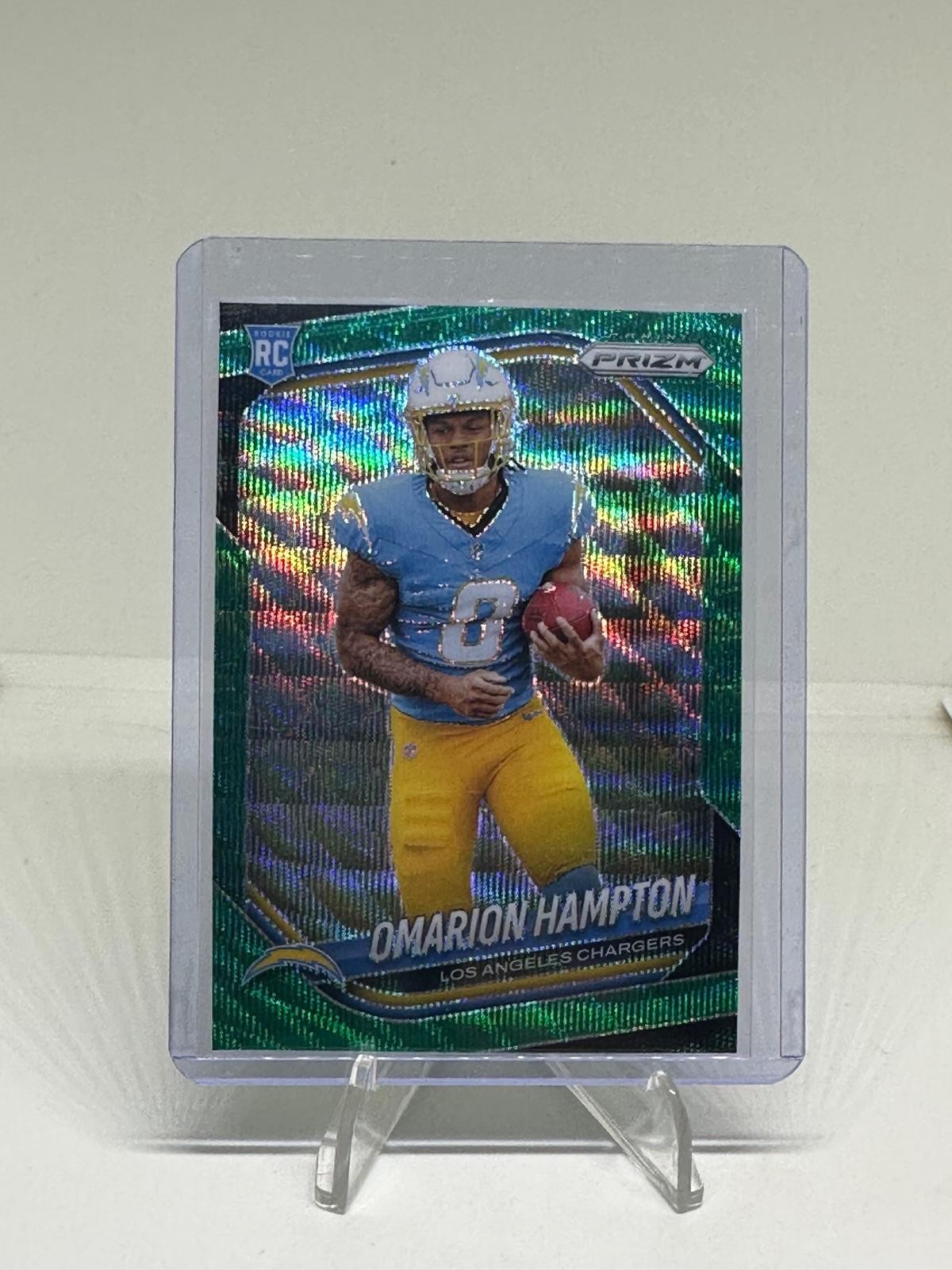 2025 Panini Prizm #355 Omarion Hampton Green Wave - Chargers