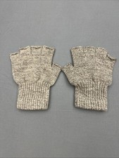 VINTAGE Men’s Wool Fingerless Gloves One Size Fits All Cream Beige 