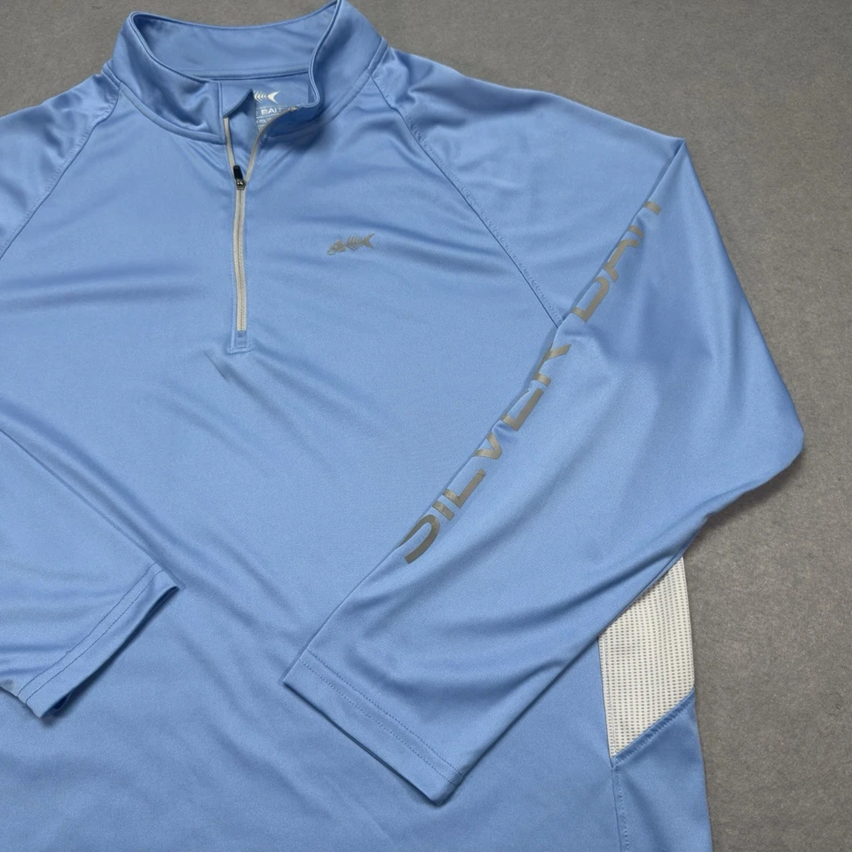 Рубашка с серебряной приманкой для взрослых большая синяя функциональная рыболовная эластичная 1/4 на молнии мужская - Изображение 4 из 4