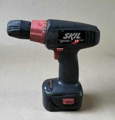 SKIL 12V Cordless Mini Drill Driver Black NiCd Battery Bit Holder 3/8 Chuck