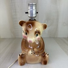 Vintage 1940's Tot Line Nursery Child's Room Ceramic Brown Bear Table Lamp