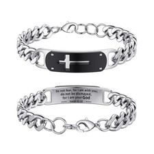 Cross Bracelet for Men Teen Boys, Stainless Steel Bible Verse Jesus Bracelet ...