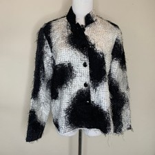 Vintage Textured Blazer Black White Sz Medium