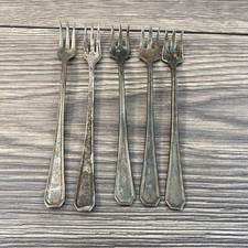 Vintage Lot of 5 Seafood Oyster Cocktail Forks Meriden Silverplate & Medco