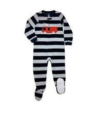 New Carter's Kid Boys 1-Piece Firetruck Fleece Footie Pajamas Navy 18 Month
