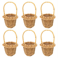 6PCS Miniature Woven Baskets with Handles Tiny Candy Gifts Basket Mini Flower Ba