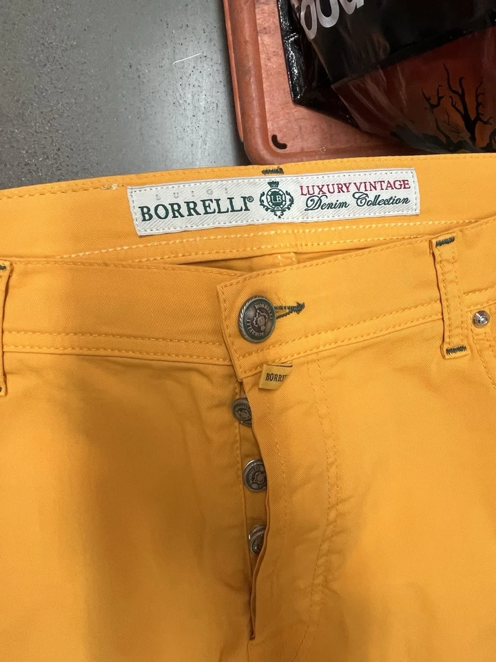 Брюки мужские Luigi Borrelli Chino желтые роскошные винтажные размер 38 L 30 - Изображение 2 из 4