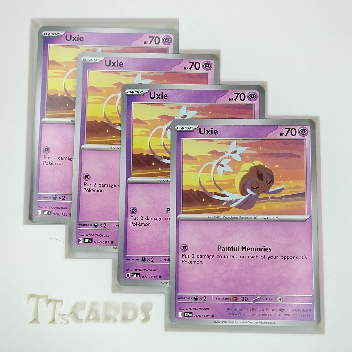 Uxie 078/191 x4 Playset 4x Pokemon S&V Surging Sparks - 4 Card Set