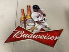 Vintage 1997 Budweiser Beer Sign Baseball Player Theme Tin Metal