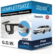 Für Fiat Tipo Stufenheck 16- G.D.W. Anhängerkupplung starr + 7polig E-Satz neu