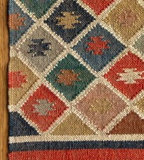 Image of Runner Kilim Rug Handmade Wool Jute Flatweave Hallway Carpet
