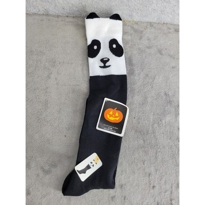 Halloween Panda Knee High Socks Girls Kids Black White Costume Holiday Cute