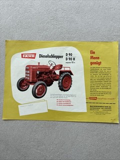 Original Prospekt Fahr Dieselschlepper D90 Traktor Fendt Schlüter Lanz Eicher