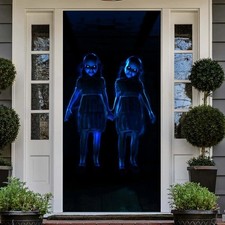 Halloween Decorations Door Cover, Large Scary Twins Spooky Movie Inspired