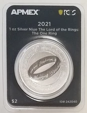 2021 Niue The One Ring  1oz .999 Silver APMEX  #242040 TEP Lord OfThe Rings