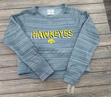 Hawkeyes Womens Small Striped Gray Pullover Sweatshirt By J. America