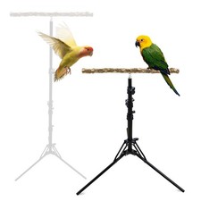 16-63 Inch Adjustable Bird Perch Stand, Natural Pepper Wood Parrot Training P...