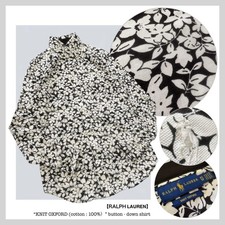 Ralph Lauren XS Floral Knit Oxford Button-Down Shirt Black/White Near Mint item