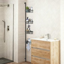 4Tier Shower Caddy Organizer Tension Pole Corner Shelf Shower Rack Bathroom Rack