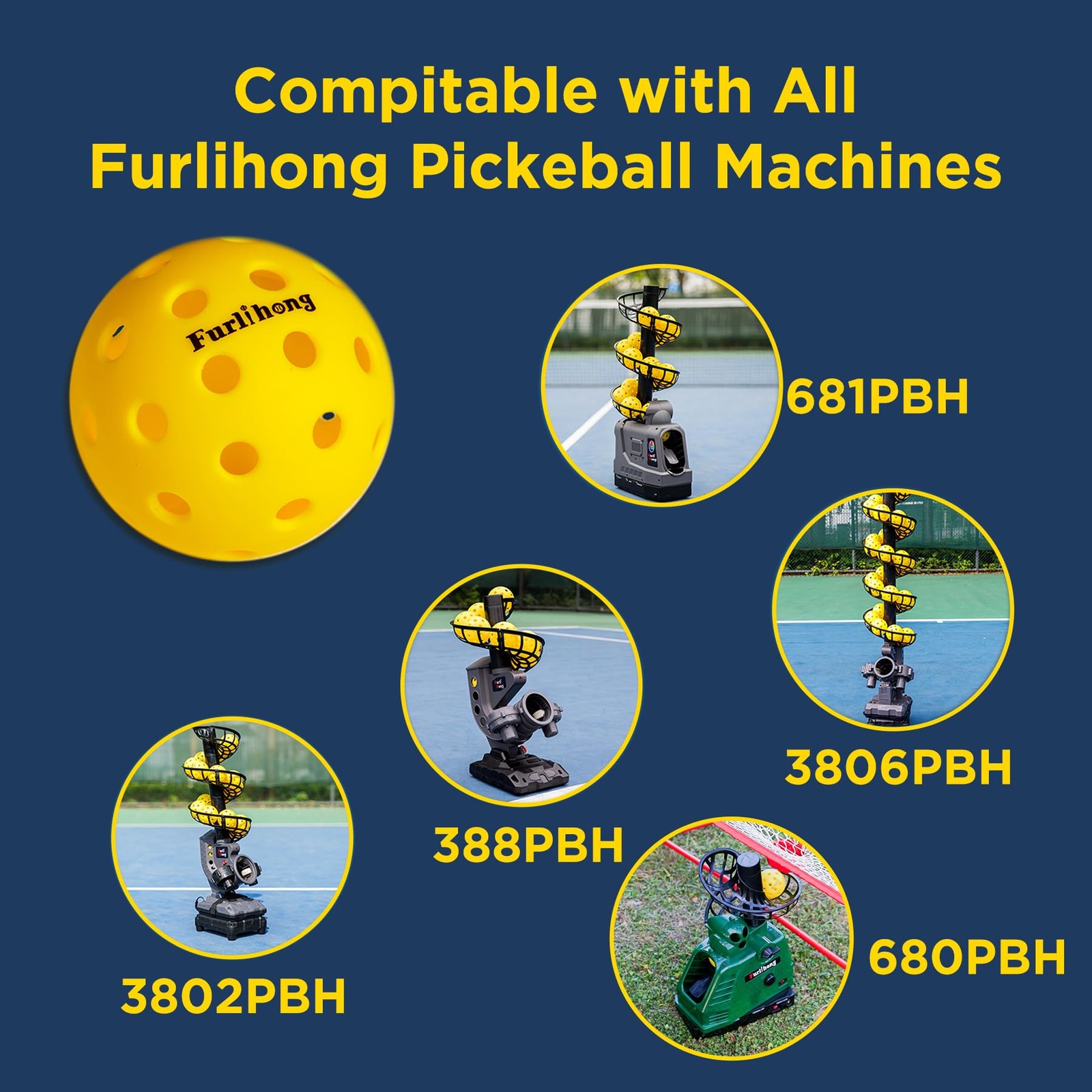Furlihong Outdoor Pickleball Balls 16 Pack 40-Hole 74mm Compatible Pickleball...