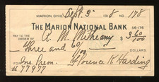 Florence Harding First Lady (Warren Harding's Wife) Signed Check & More  ACEP174