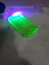 Uranium Glass Trinket Dish Ash Tray Art Deco  Lady In Pool Bath Glows Vaseline