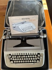 VINTAGE! Royal Safari Tan Portable Typewriter w/ Blue Case, Manual, & Cover thumbnail