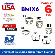 Dental Rubber Dam Clamps Brinker B1-B6 Tissue Retractors Kit USA Ship
