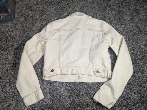 Toms Cropped Denim Jacket Size Small Women's Cream Beige Jean Khaki Western - Picture 3 of 6