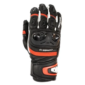 Oxford Cypher 1.0 Short Leather Mens Motorcycle Motorbike Gloves Black Red White