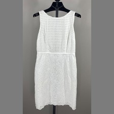 NEW Ann Taylor Loft Dress Womens 2 white floral lace pencil cocktail preppy