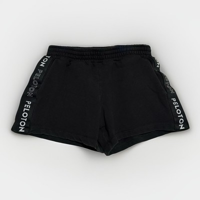 Black Peloton Sweat Shorts with a logo Down Sides