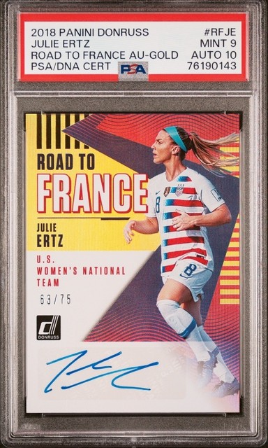 2018-19 Panini Donruss Road to France Gold #/75 Julie Ertz Auto PSA 9 Auto 10