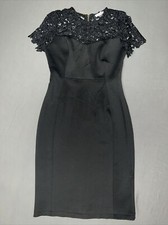 Calvin Klein Sheath Dress Size 4 Black Lace Top 1978 