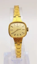 Vintage Timex Women Gold Tone Bracelet Dress Mechanical Wind Watch PARTS/REPAIR