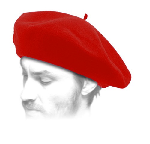 Mens Red Solid Color Beret 100% Wool 