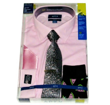 Dress Shirt Tie Cufflinks Socks Mens Medium NEW Gift Set 34 35 Sleeves Apt 9 M