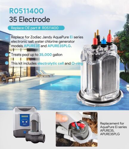 Ersatz für Zodiac Jandy R0511400 Elektrode AquaPure Ei 35 APURE Ei APURE 35 - Bild 2 von 6