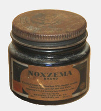 NOXZEMA Jar Cobalt Blue Glass Advertising Original Metal Lid 2.5 ounces Vintage