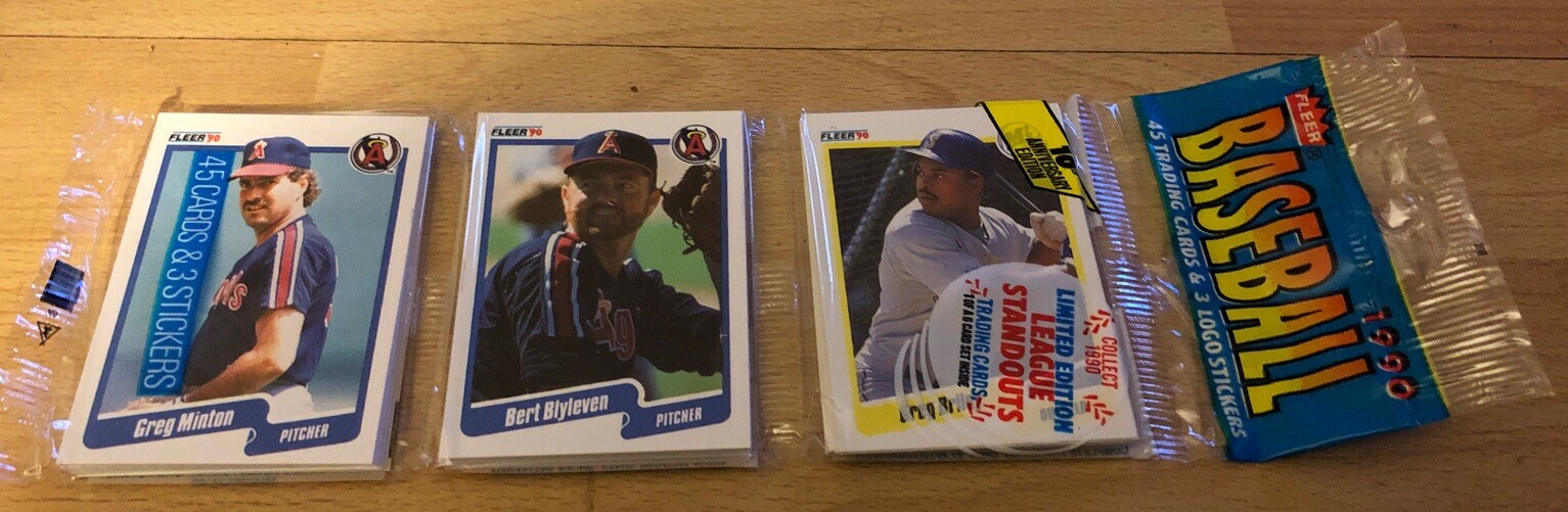 1990 Fleer Rack Pack TWO Angels Greg Minton Bert Blyleven + Greg Briley Mariners